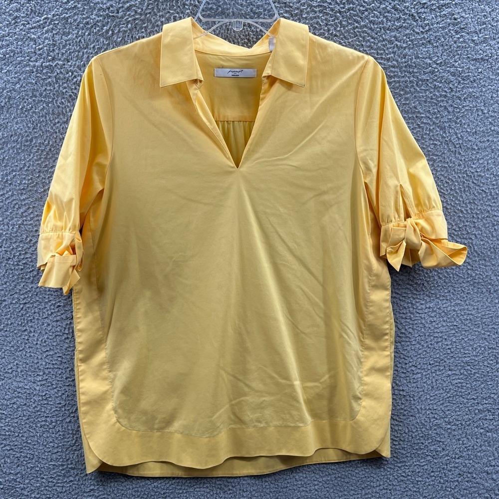 Foxcroft Women Minimalist Blouse 12 Non Iron Split Neck Tie Sleeve Office Career